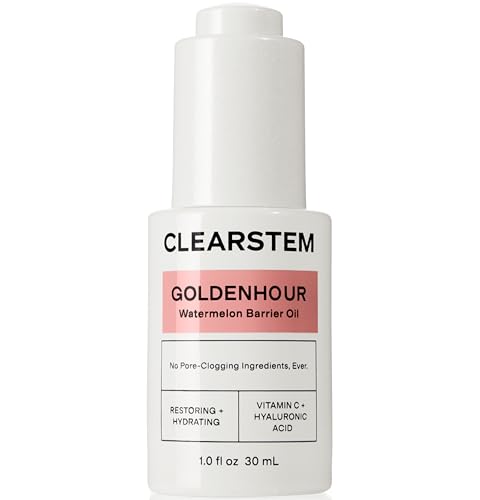 CLEARSTEM GOLDENHOUR Hydrating Facial Oil - Plumping Face Oil for Women for Deep Face Hydration - Non-Comedogenic Vitamin C Oil for Skin with Hyaluronic Acid and Watermelon Seed for Glowing Skin