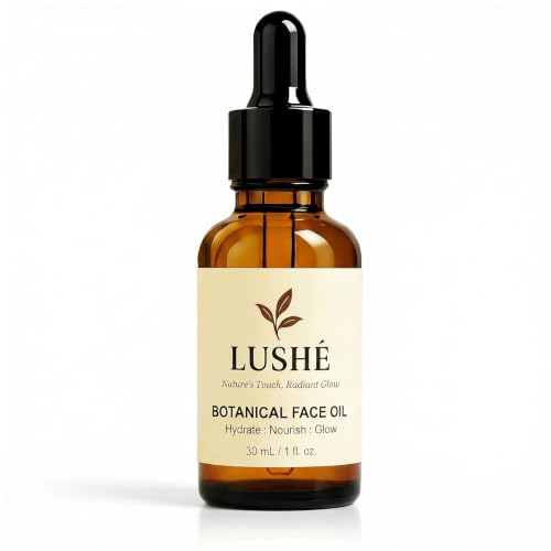LUSHÉ Botanical Face Oil with Argan, Jojoba, Rosehip & Vitamin E | K Beauty Skincare Facial Oil for Women | Lightweight Hydrating Glow, Moisturizing & Nourishing for All Skin Types – 30ml