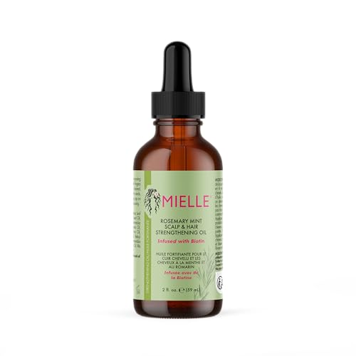 Mielle Organics Rosemary Mint Hair Oil with Biotin, 2 oz | Hair strengthening oil, with biotin & castor oil, dry scalp care, split end support, frizz smoothing