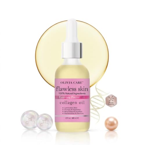Olivia Care Collagen Facial Oil - Flawless Essential Facial Oil 100% Natural. Nourishing, Reviving & Hydrating Soothing - For All Skin Types - 2 fl oz (Collagen)