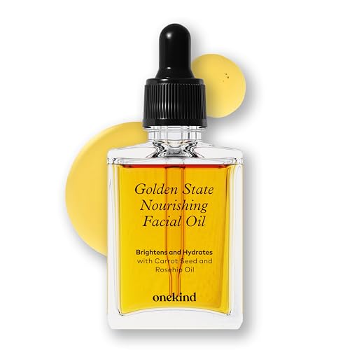 Onekind Golden State Anti Aging Botanical Face Oil with Rosehip Seed Oil, Sea Buckthorn Extract, Carrot Seed to Visibly Brighten, Firm, and Hydrate - Nourishing and Hydrating for Dry Skin