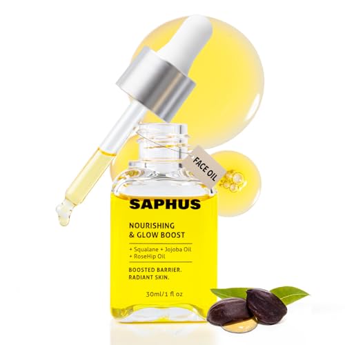 SAPHUS Lightweight Face Oil Serum with Squalane, Jojoba & Rosehip – Non-Greasy, Fast-Absorbing Formula for Dry/Sensitive Skin – Vegan, Fragrance-Free, Under Makeup Use