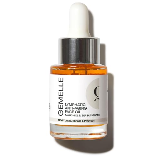 GEMELLE Lymphatic Anti-Aging Face Oil | 10x Award winner | Vitamin C,E & A | Moisturize, Repair & Protect | Bakuchiol, Sea Buckthorn & More! | Organic, Natural, Clean Beauty | Starter, Travel 15ml