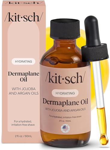 Kitsch Dermaplane Face Oil with Jojoba Oil & Argan Oil - 2oz | Hydrating Facial Formula for Dermaplane Razor, Gua Sha Use – Irritation-Free Shave Oil for Soft, Radiant Skin