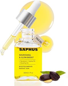 SAPHUS Lightweight Face Oil Serum with Squalane, Jojoba & Rosehip – Non-Greasy, Fast-A