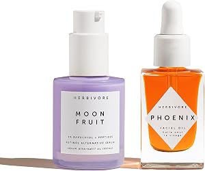 HERBIVORE Wrinkle-Fighting Regimen – MOON FRUIT 1% Bakuchiol & Peptides Serum + PHOENI