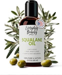 Squalane Oil - 100% Pure & Natural Plant Derived Facial Oil 2 Fl Oz - Cold Pressed and