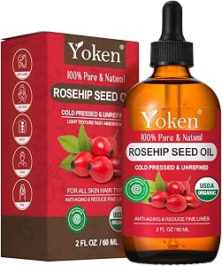 Yoken Organic Rosehip Seed Oil for Face, 100% Pure and Natural Cold Pressed Unrefined Rose
